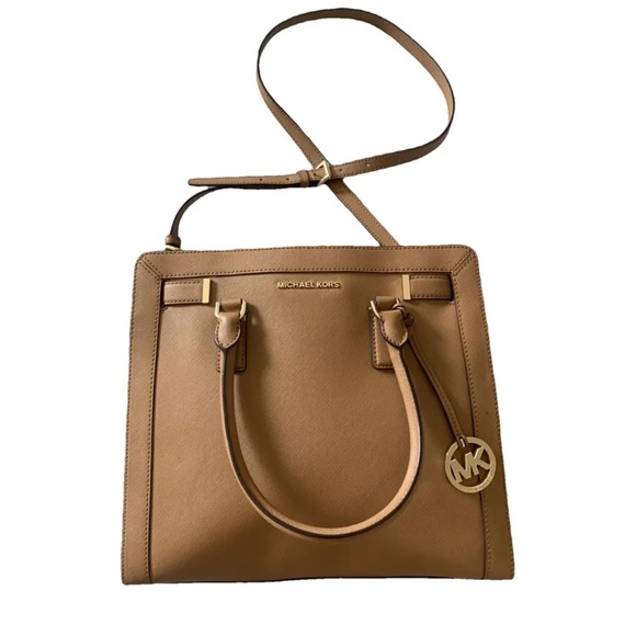 Michael Kors Dillon Tote Satchel Bag Camel Brown - Picture 1 of 6
